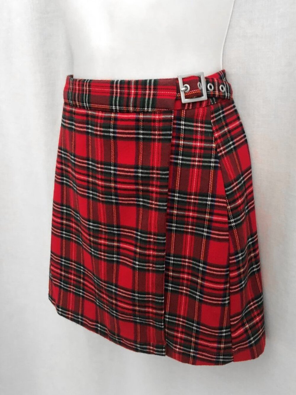 PacSun John Galt Red Plaid Wrap Mini Skirt Small NWT